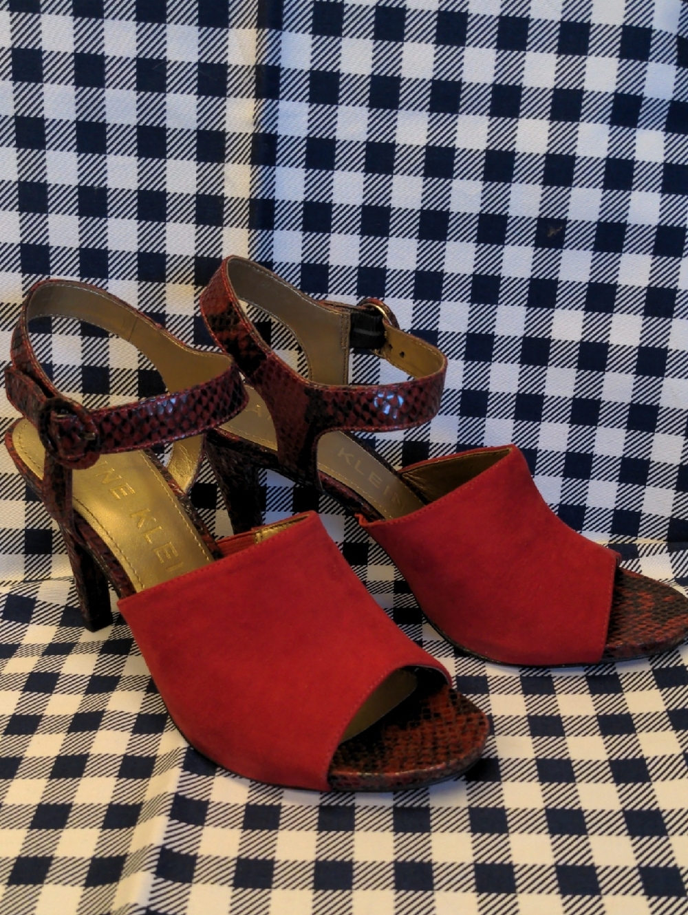 Anne Klein Red Faux Suede Heels